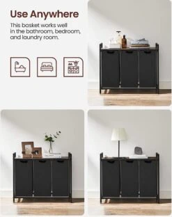 Merkloos Soph & Tess Wasmand 3 Vakken – Wassorteerder Met Uitschuifbare Waszakken - Bruin En Zwart -Leifheit Store 950x1200 6