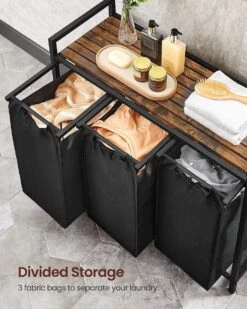 Merkloos Soph & Tess Wasmand 3 Vakken – Wassorteerder Met Uitschuifbare Waszakken - Bruin En Zwart -Leifheit Store 960x1200 20