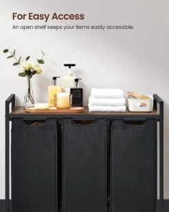 Merkloos Soph & Tess Wasmand 3 Vakken – Wassorteerder Met Uitschuifbare Waszakken - Bruin En Zwart -Leifheit Store 960x1200 23