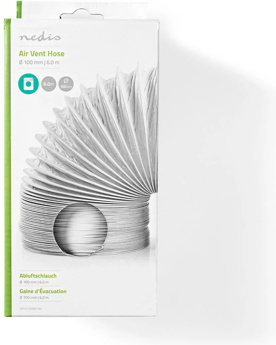 Nedis PVC Luchtafvoerslang - 100 Mm - 6.00 M - Geschikt Voor: Air Ventilation / Tumble Dryers - Wit 3 Nedis PVC Luchtafvoerslang - 100 Mm - 6.00 M - Geschikt Voor: Air Ventilation / Tumble Dryers - Wit - Afbeelding 3