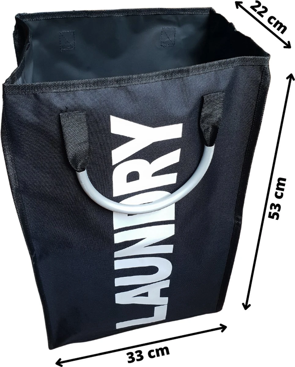 Janse Wasmand - Opvouwbare Wasmand - Laundry - Zwart - Wassorteerder - Waszak 2 Janse Wasmand - Opvouwbare Wasmand - Laundry - Zwart - Wassorteerder - Waszak - Afbeelding 2