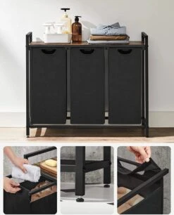 A.T. Shop Wasmand, Wascollector, Wassorteerder, 3 Compartimenten, Met Plank, Waszak Uitschuifbaar En Afneembaar, Per Zak 38 Liter -Leifheit Store 970x1200 1