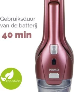 PRIMO PR508SV Stofzuiger Zonder Zak - 2-in-1 Steelstofzuiger Draadloos - Kruimelzuiger - HEPA Filter - Bordeaux -Leifheit Store 970x1200 3