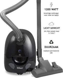 Zilan Stofzuiger - Klein - Praktisch - Krachtig - Met Permanente Zak - 1200 Watt - HEPA Filter - Stofallergie