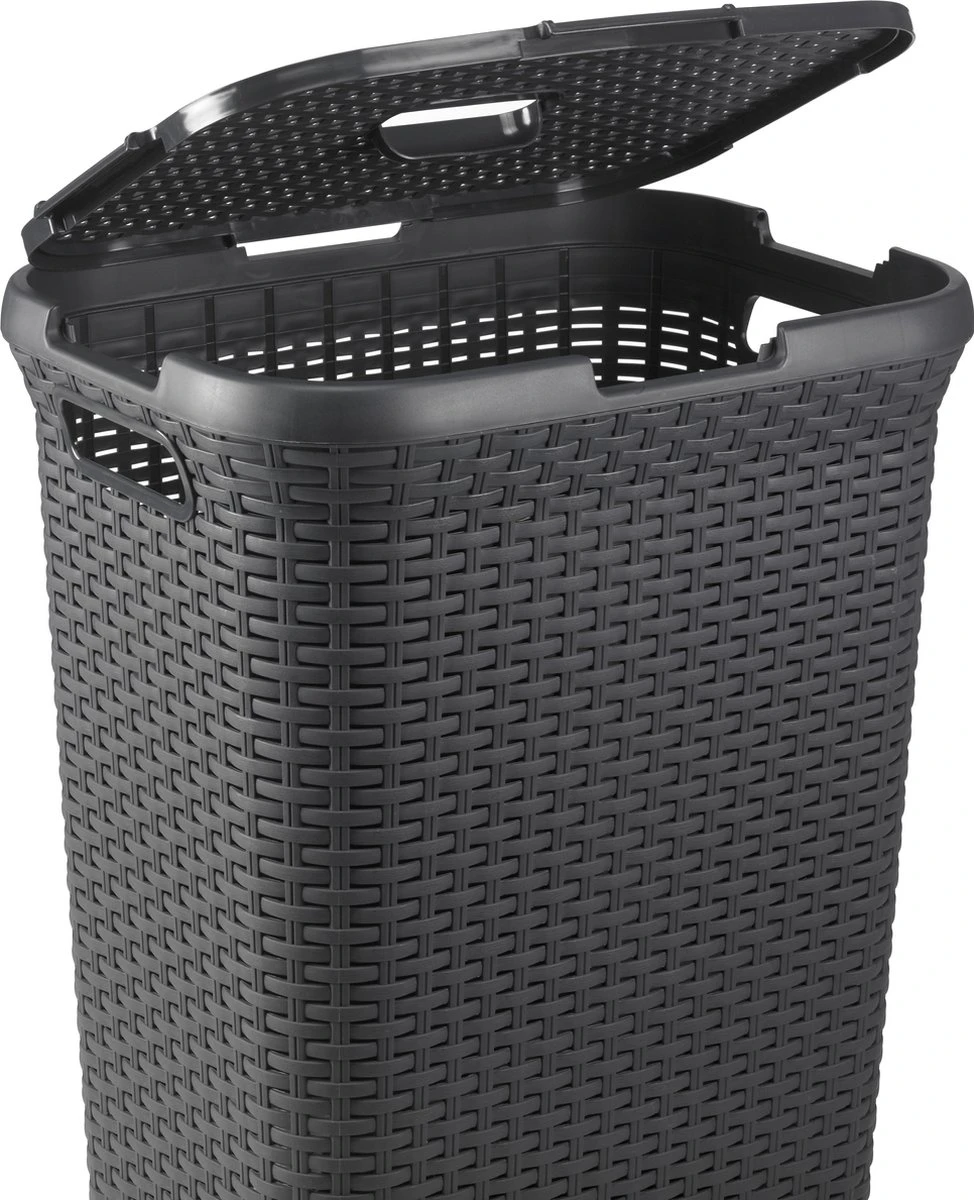 Curver Style Wasmand Met Deksel - 60L - Antraciet 5 Curver Style Wasmand Met Deksel - 60L - Antraciet - Afbeelding 5