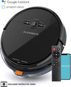 CleanDays Robotstofzuiger Met Dweilfunctie - Met Laadstation - Dweilrobot - Robot Stofzuiger - Robotstofzuigers - Incl. Nederlandse Instructievideo -Leifheit Store 980x1200 2