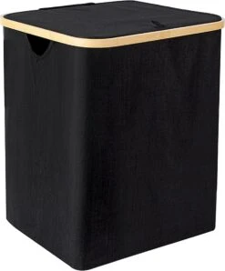 Opvouwbare Wasmand Met Deksel – Wassorteerder – Wasmanden – Wasmand Bamboe – Zwart - 60Liter -Leifheit Store 994x1200 1