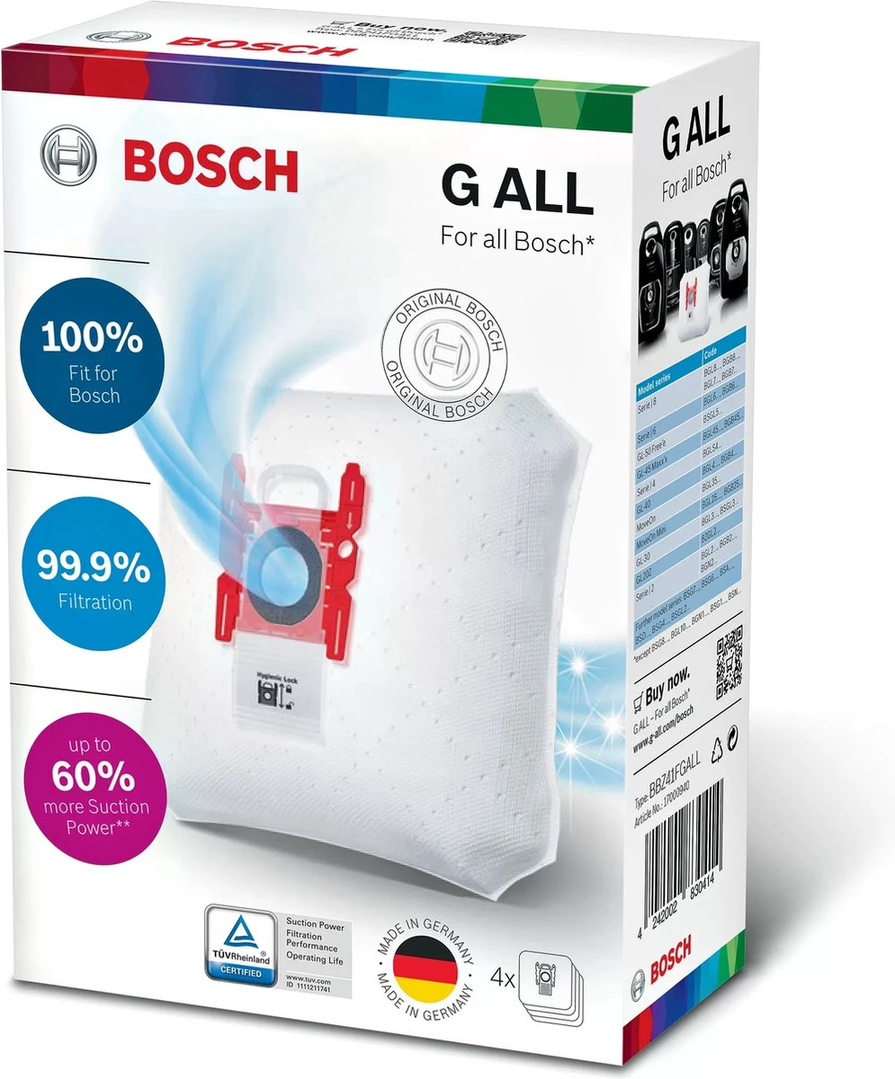 Bosch Type G All - BBZ41FGALL - Stofzuigerzakken - 8 Stuks 3 Bosch Type G All - BBZ41FGALL - Stofzuigerzakken - 8 Stuks - Afbeelding 3