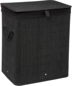 Wasmand Met Deksel 60 L - Bamboe - Zwart -Leifheit Store 998x1200 1